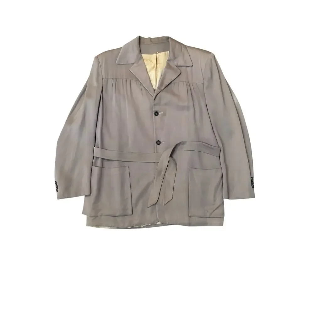 VTG‎ 1950's Gabardine Belted Hollywood Jacket 38R Rockabilly Hepcat Elvis Taupe